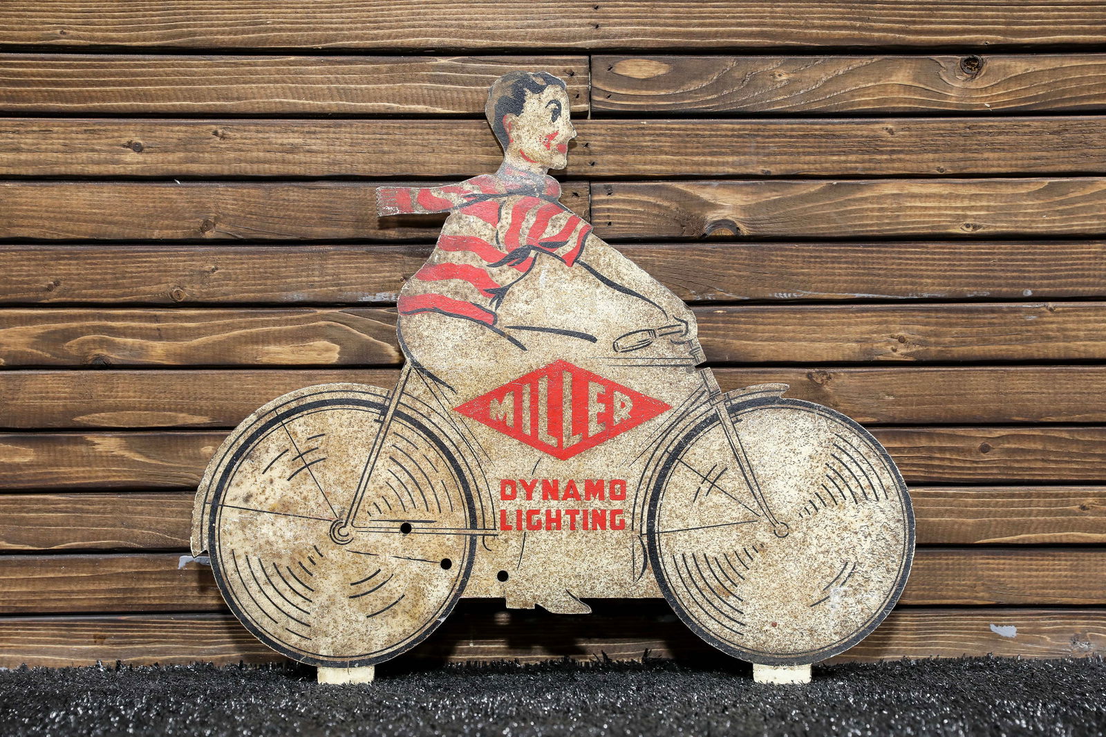 1910s Miller Dynamo Lighting Bicycle Die Cut Tin Sign (1 of 2)