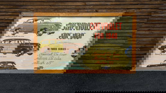 1940 Chevrolet Showroom Poster - Framed: 1940 Chevrolet Showroom Poster - Framed - Offered Without Reserve ---- ITEM IS LOCATED IN Auburn, IN ITEMS MUST BE PAID FOR AND REMOVED 5 DAYS AFTER THE AUCTION DATE. ANY ITEMS LEFT AFTER THAT WILL