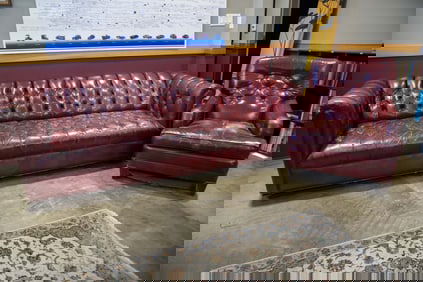 Tufted Leather Sofa and Chair