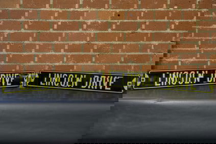 Lincoln Drive Metal Embossed Enamel Signs