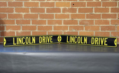 Lincoln Drive Metal Embossed Enamel Signs