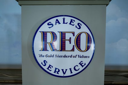 REO Sales-Service Fantasy Single-Sided Porcelain Sign