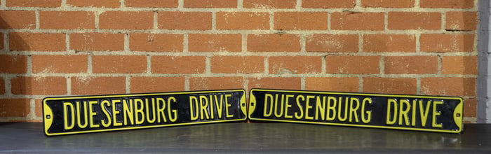 Duesenburg Drive Metal Embossed Enamel Signs