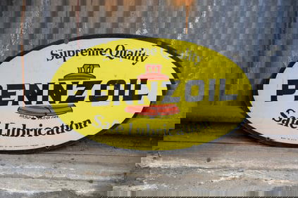 Pennzoil Double-Sided Tin Sign