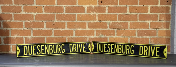 Duesenburg Drive Metal Embossed Enamel Signs