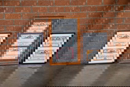 Framed Studebaker and Packard Stock Certificates