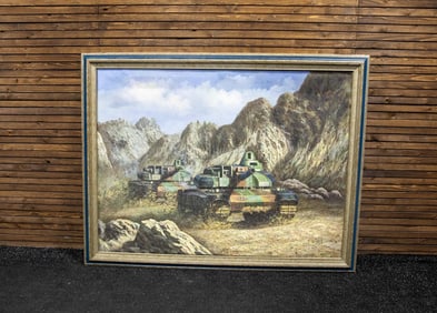 Large Two Tanks Painting on Canvas