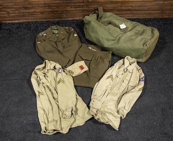 Brown Jacket, Two Shirts, One Pair of Pants, Bag