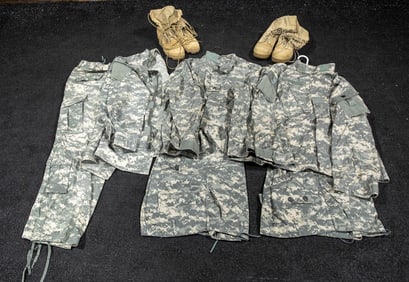 Two Pair of Boots, Three Fatigue Uniforms