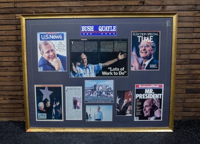 1988 Election / Campaign ( Bush / Quayle - Three Magazine Covers & Two Articles) Framed