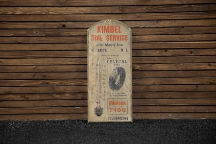 Kimble Tires Wood Thermometer