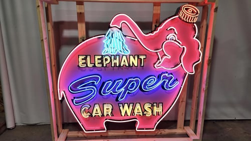 Custom Elephant Super Car Wash Neon Sign