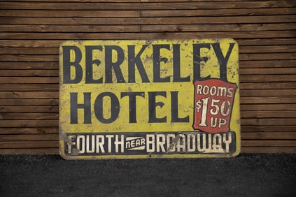 Berkeley Hotel Double-Sided Painted Tin Sign