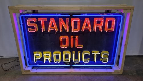 Original Standard Oil Tin Restored Neon Sign