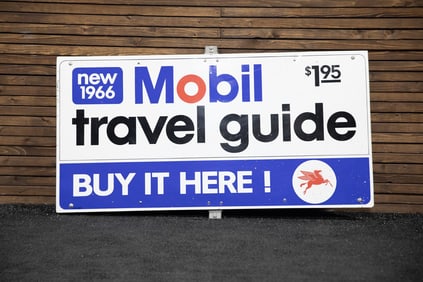 1966 Mobil Travel Guide Single-Sided Tin Sign