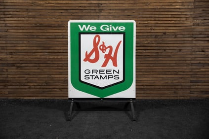 S&H Green Stamps Double-Sided Tin Sidewalk Sign