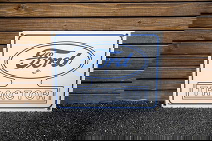 Custom Ford Tractor Single-Sided Porcelain Sign