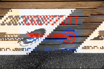 Custom Cockshutt Tractor Single-Sided Porcelain Sign