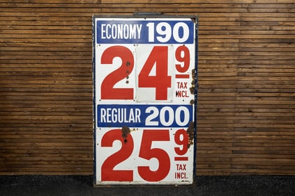 1960s Gas Station Price Sign Board