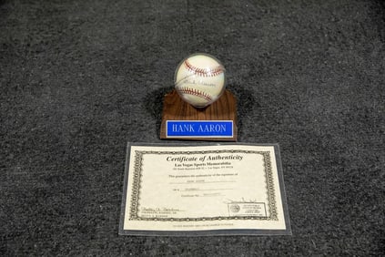 Hank Aaron Autographed Baseball with COA