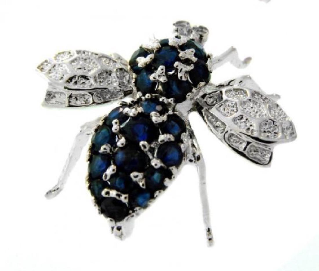 Bee Brooch Pins Sapphire Diamond 1.25Ct 14K W/g (1 of 5)