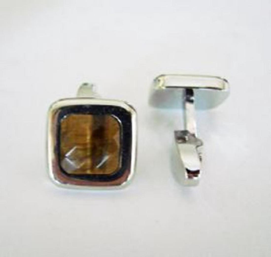 Men Cufflink Tiger Eye 18k W/g Overlay (1 of 3)