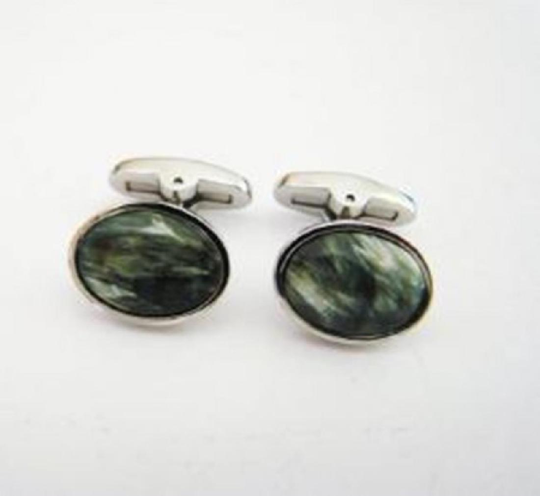 Men Cufflink Amorphous Cabochon 18k W/g Overlay (1 of 3)