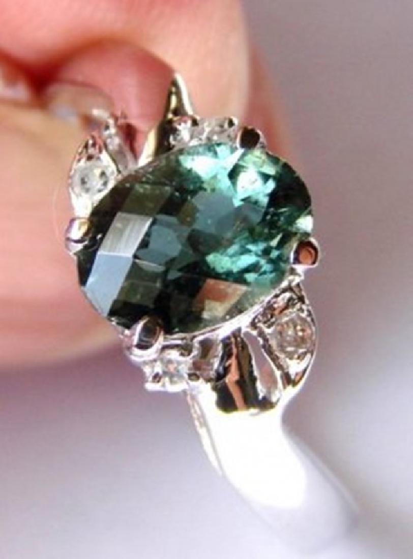 Anniversary Green Tourmalin Diamond Ring 1.30Ct 14k W/g (1 of 4)