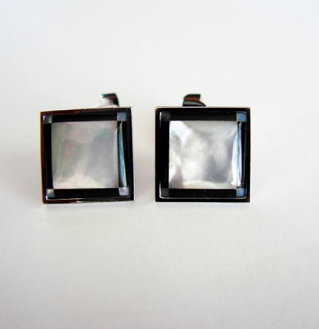 Men Cufflink with Mabe Pearl /Onyx 18k W/g Overlay (1 of 3)