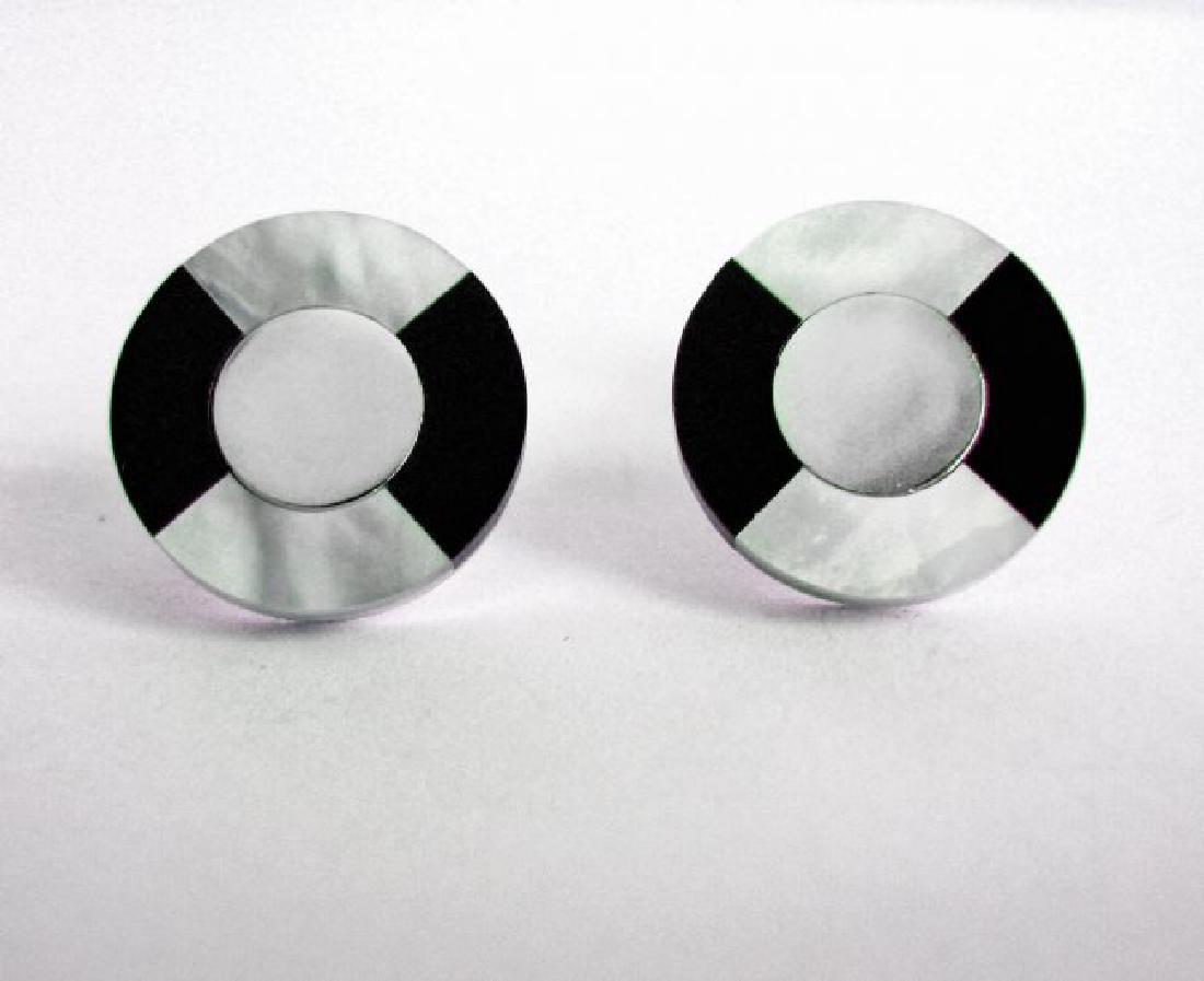 Men Cufflink with Mabe Pearl /Onyx 18k W/g Overlay (1 of 3)