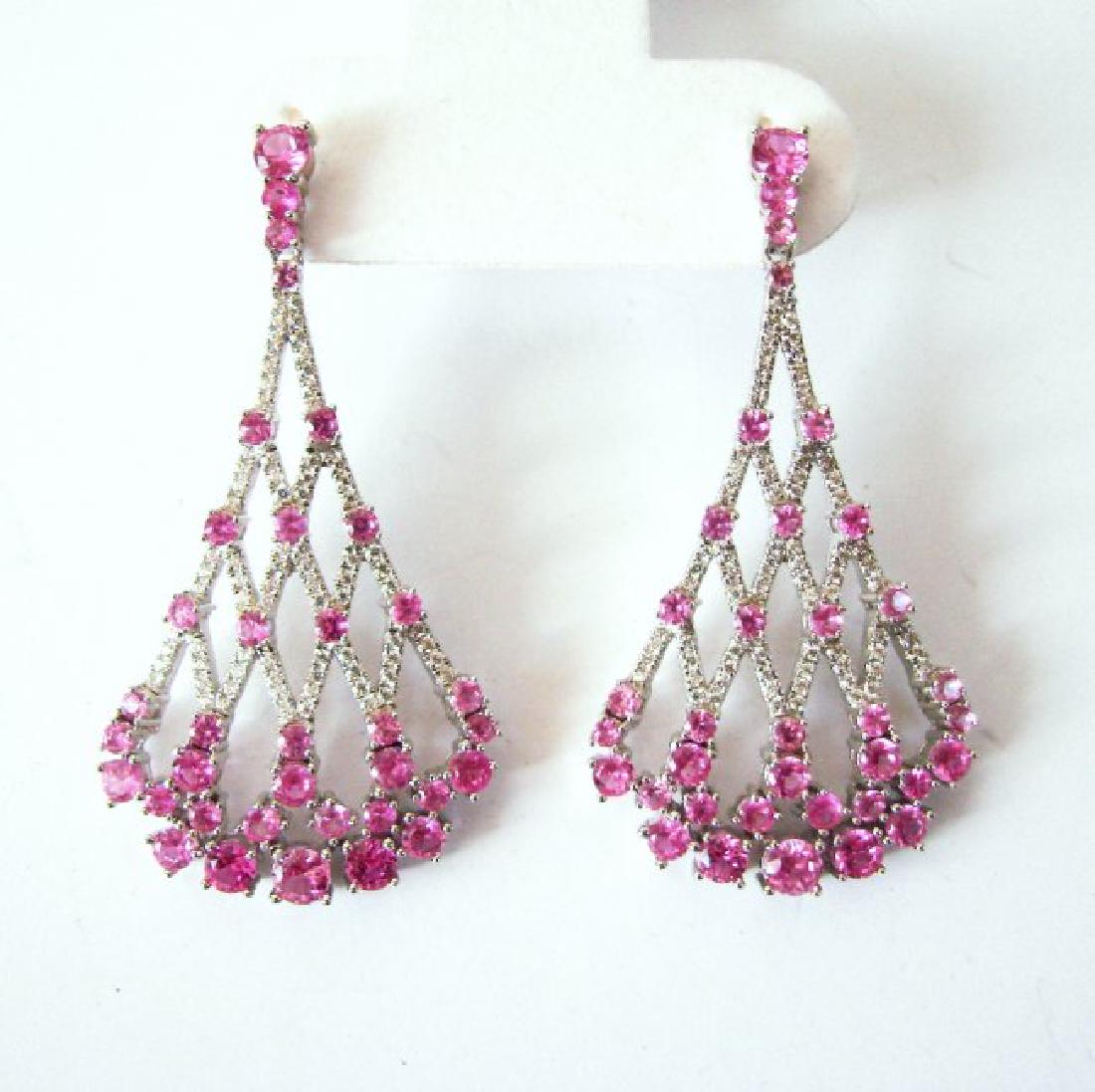 Creation,Diamond&Pink Sph Earri 9.49Ct 18k W/g Overlay (1 of 4)