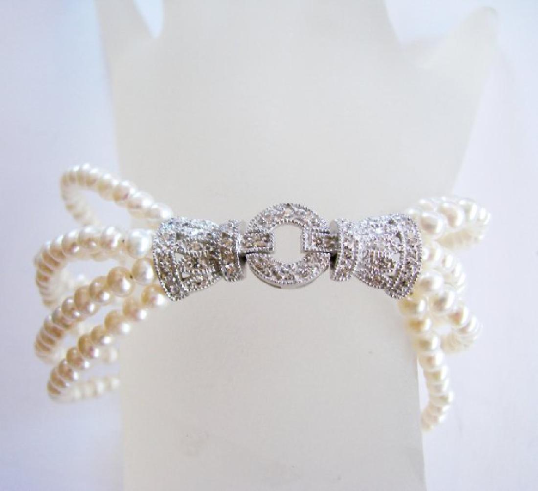 Bracelet Pearl Diamond Creation .29Ct 18k W/g Overlay (1 of 6)