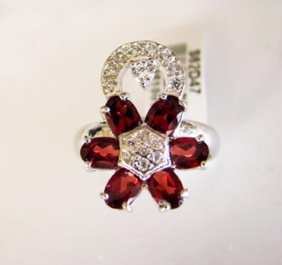 Garnet&Creation Diamond Ringt 4.17Ct 18k W/g Overlay (1 of 2)