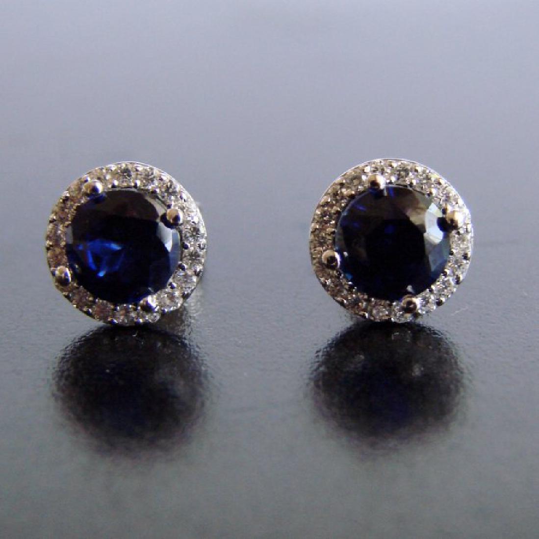 Creation Diamond & Sapphire Stud Earring 2.62Ct 18k W/g (1 of 2)