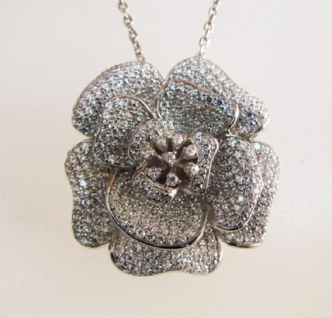 Creation Diamond Flower Pendant 3.87Ct 18k W/g Overlay (1 of 4)