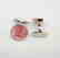 Men Cufflink Pink Rhodonite Round 18k W/g Overlay - 2