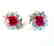 Natural Ruby Diamond Earrings: 9.24Ct 14K Y/G - 3