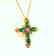 Emerald Diamond Cross Pendaent 4.47Ct14k Y/g - 2
