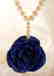 Elegant Pearl Necklace Flower Lapis Pendant