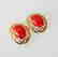Natural Red Coral Earrings 2.09Ct 14k Y/G - 2