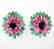 Natural Multicolor Earring 25.34Ct 18k W/g Overlay