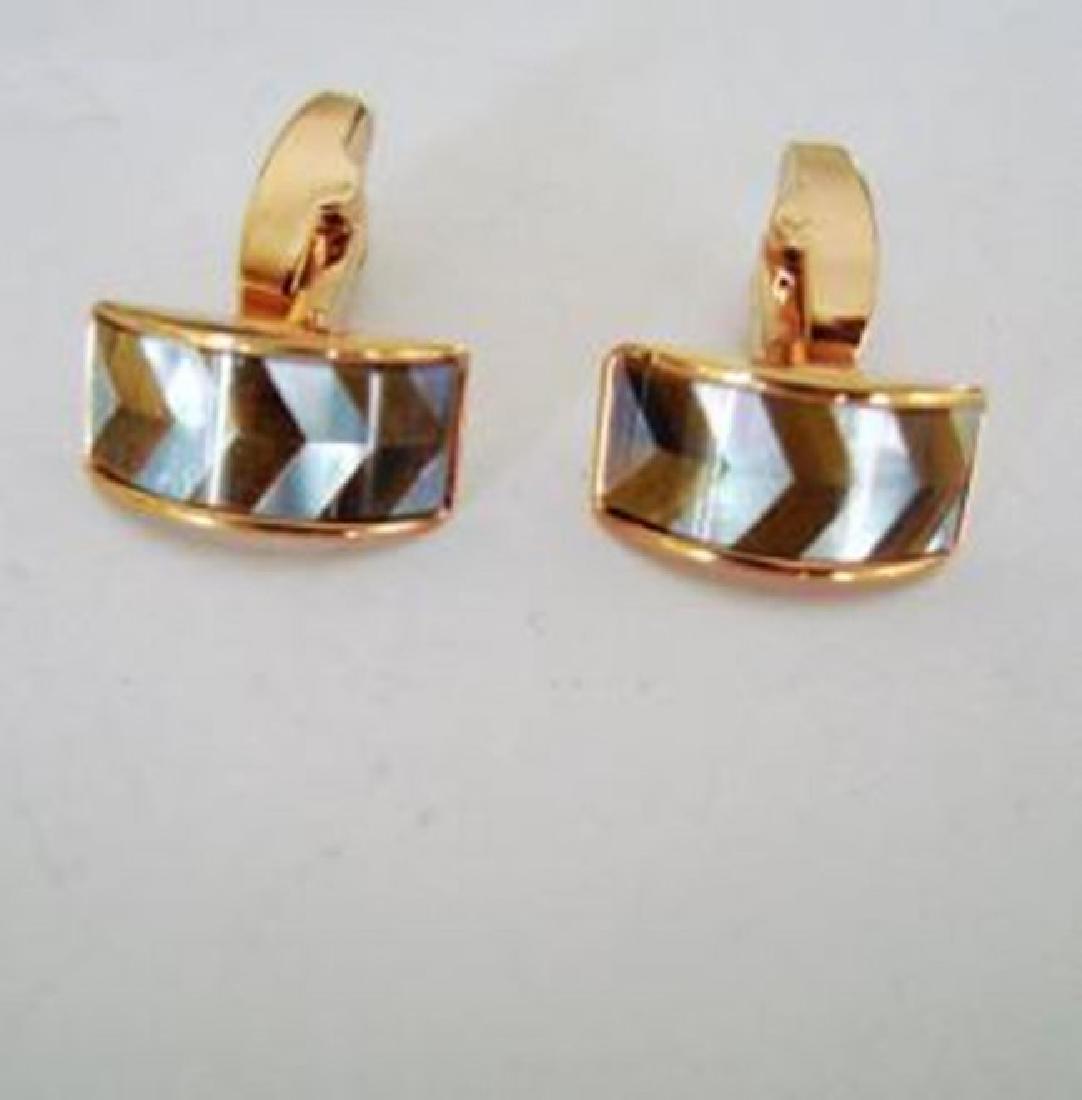 Men Cufflink Mother Pearl Tiger Eye 18k R/g Overlay (1 of 3)