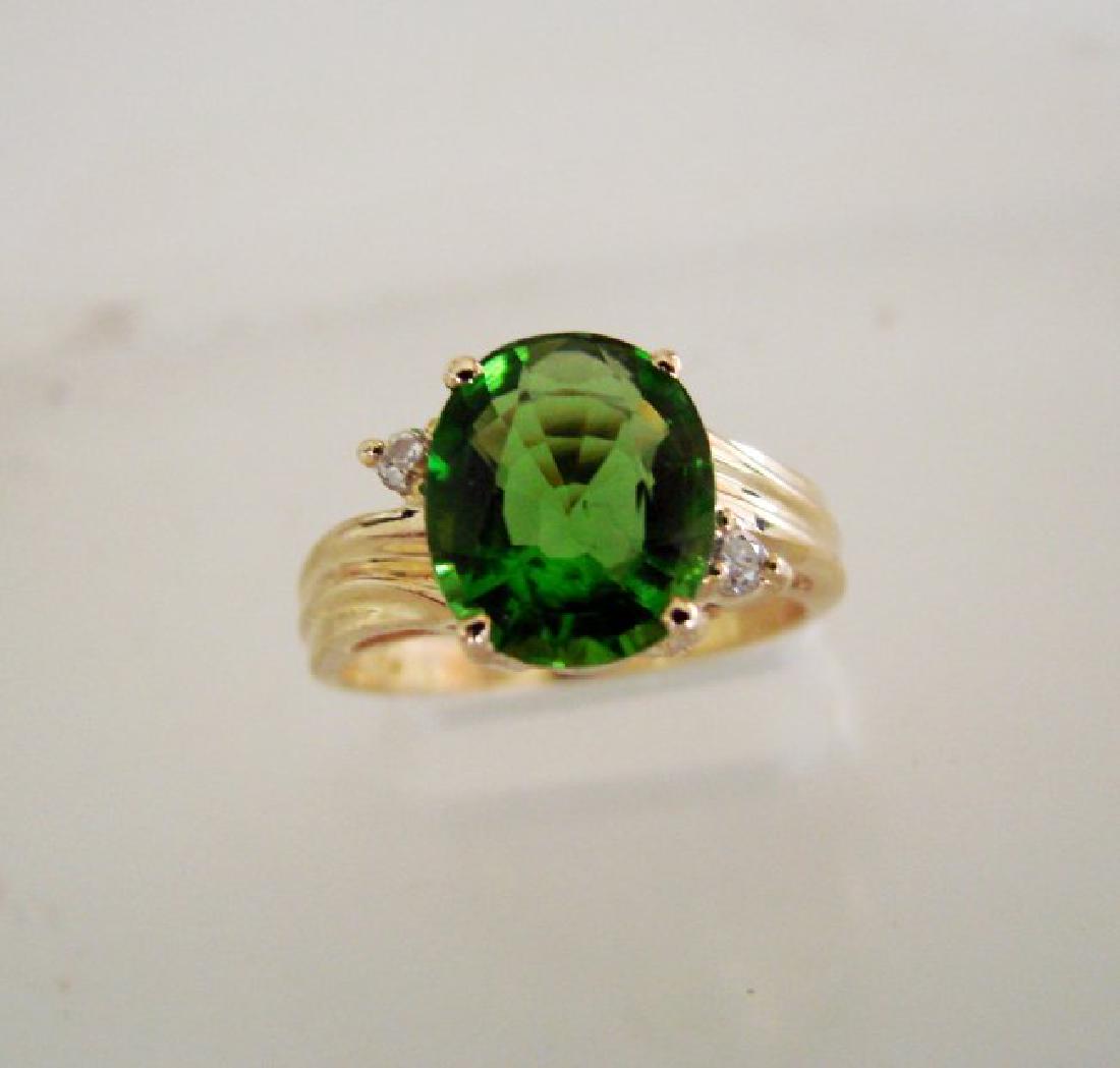 Natural Green Tsavorite Diamond 3.59Ct 14k Y/g (1 of 2)