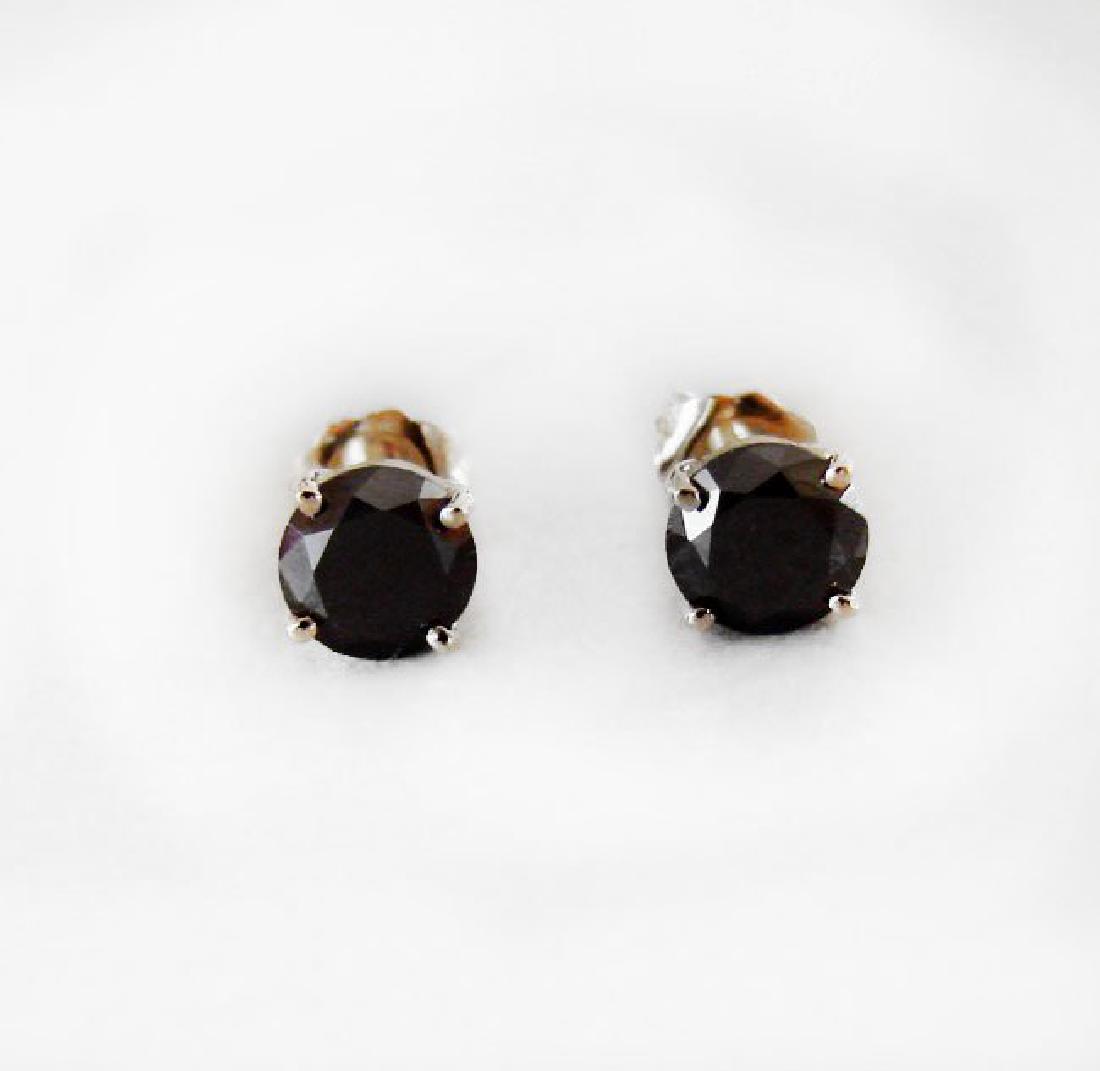 Black Diamond Stud Earrings 1.72Ct 14k Y/g (1 of 2)