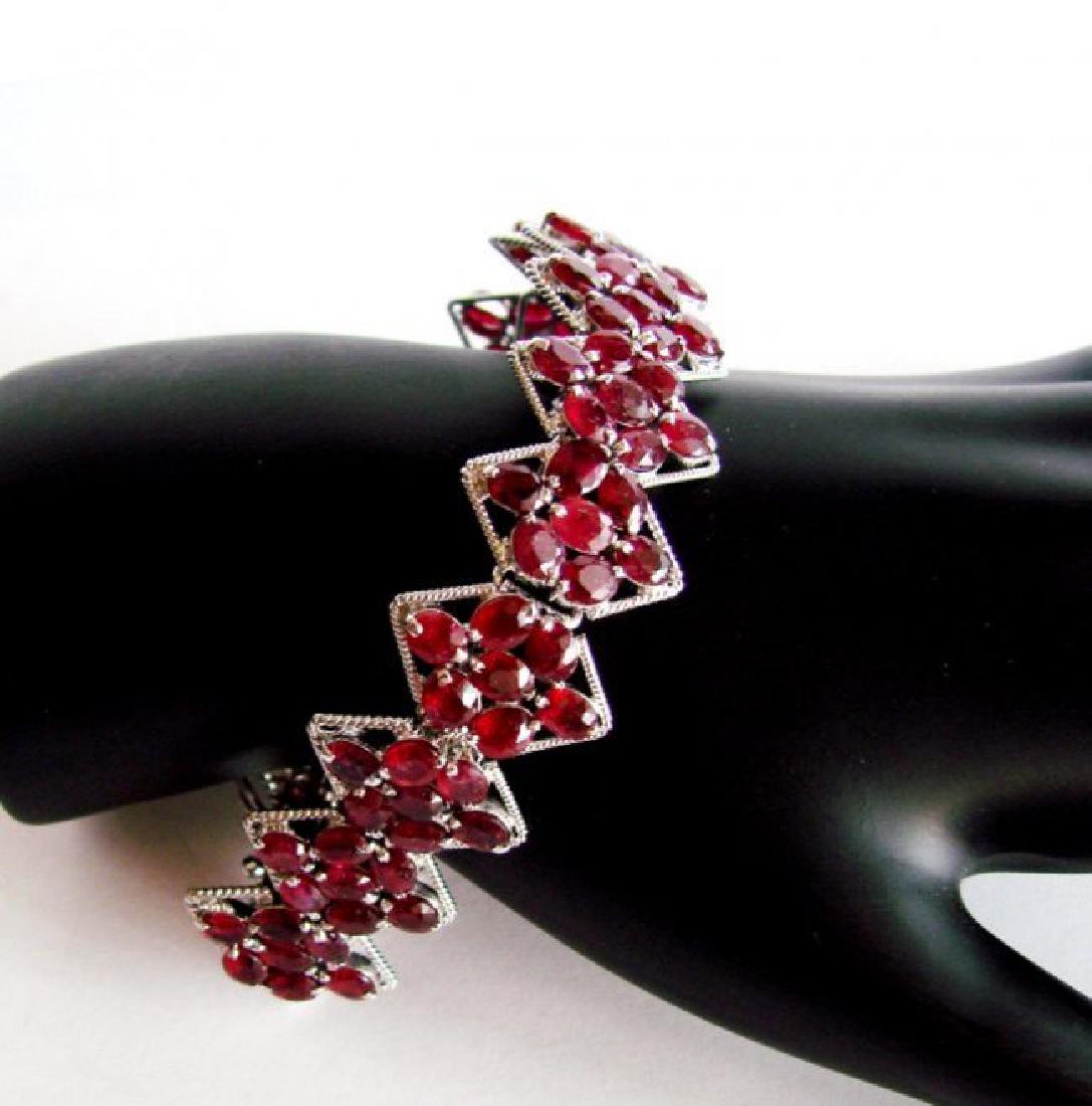 Natural Ruby Bracelet 46.14Ct 18K W/G Overlay (1 of 6)