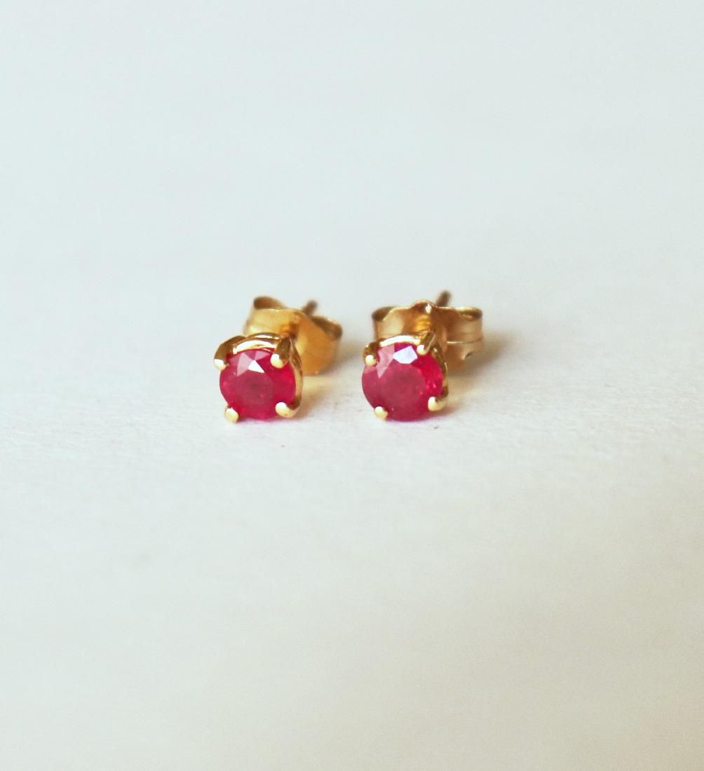 Stud Ruby Earrings .82 Carat 14k Yellow Gold (1 of 3)