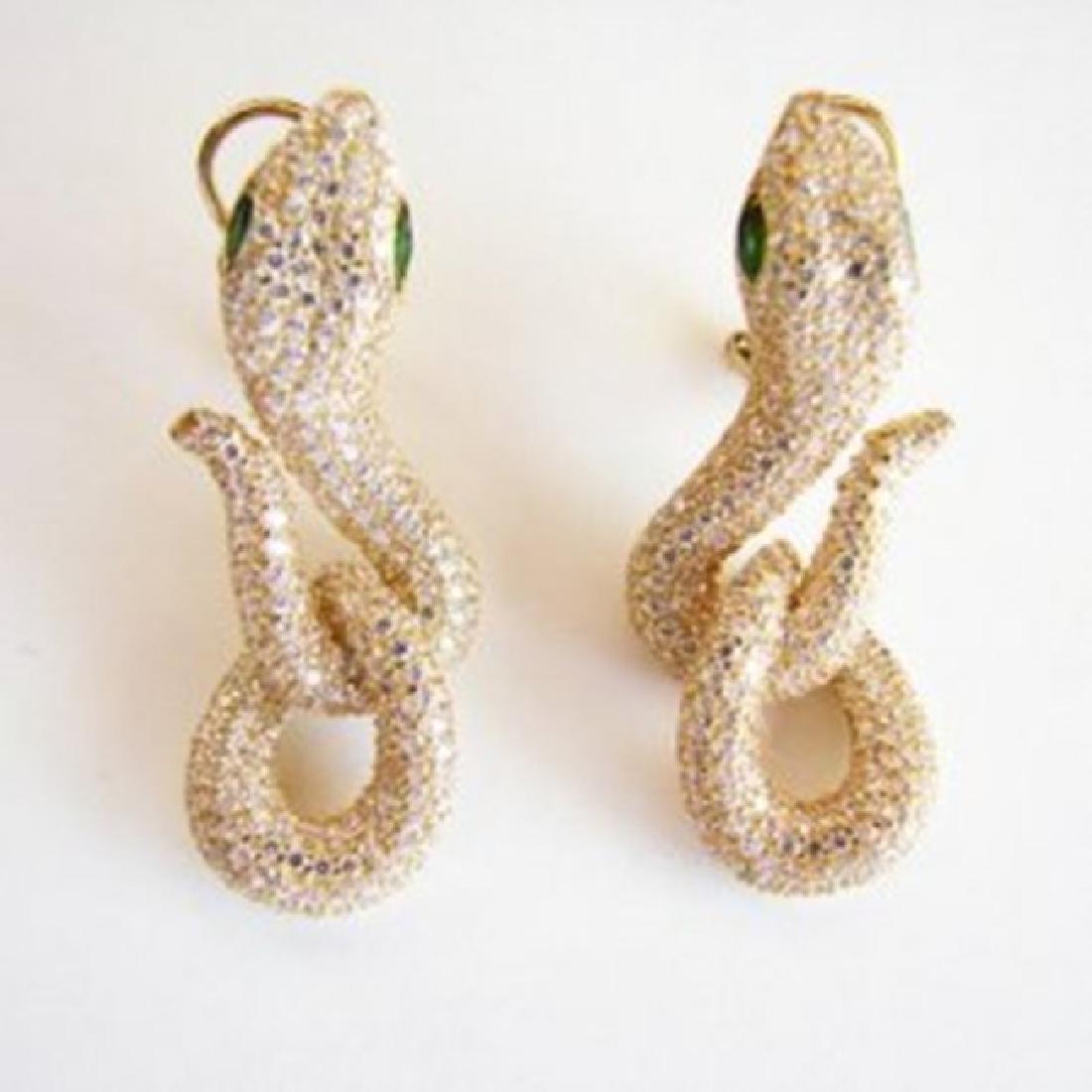 Creation Diamond Snake Earrings 6.57Ct 18k Y/g Overlay (1 of 3)