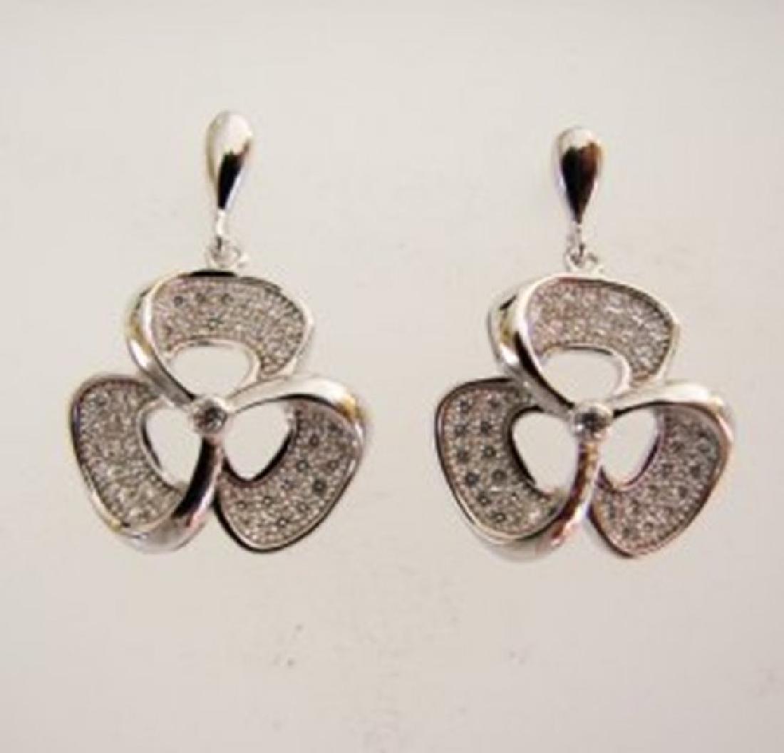 Creation Diamond Flower Earrings .87Ct 18k W/g Overlay (1 of 2)