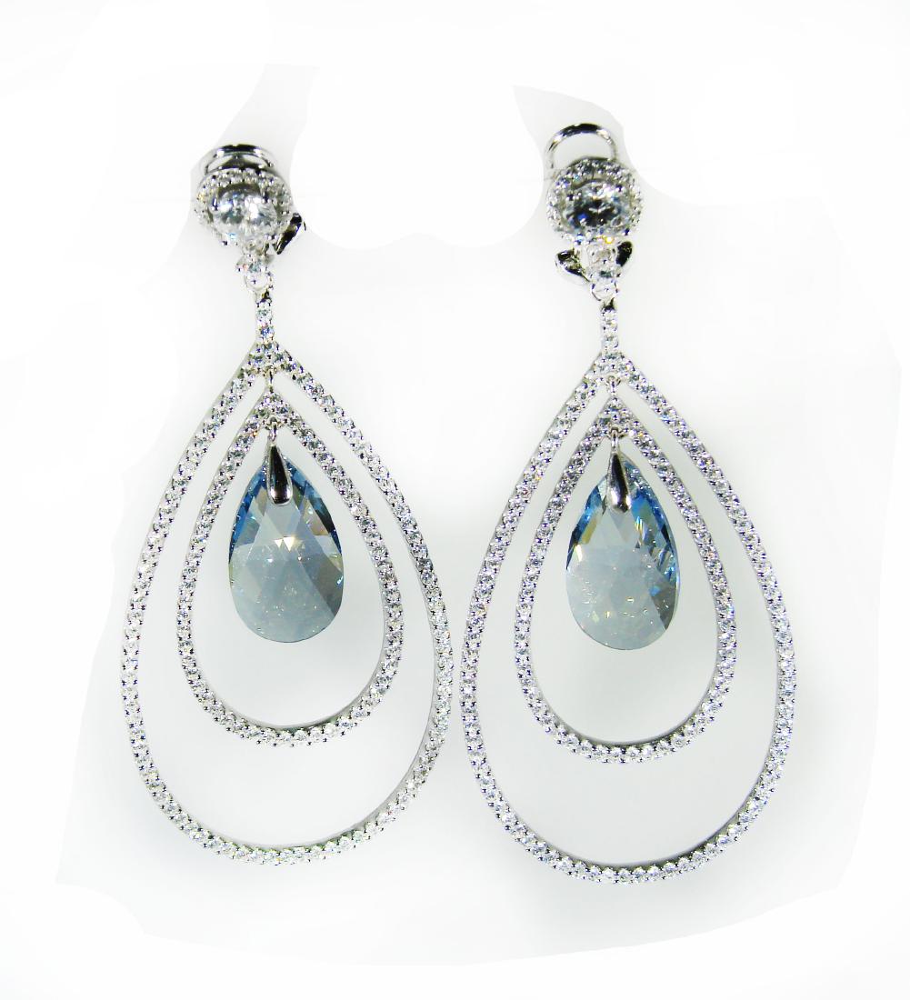 Creation Blue Topaz/Diamond Earrings 8.09Ct 18K W/G (1 of 2)