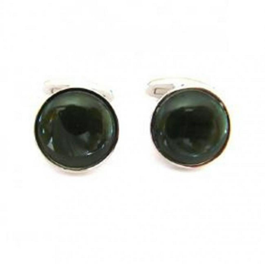 Men Cufflink Serpentine Cabochon 18k W/g Overlay (1 of 3)